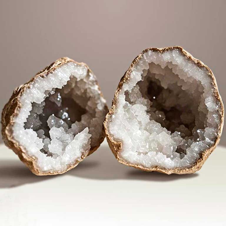 Geoda de Cuarzo abierta, procedente de de Páramo de Masas, Burgos , España